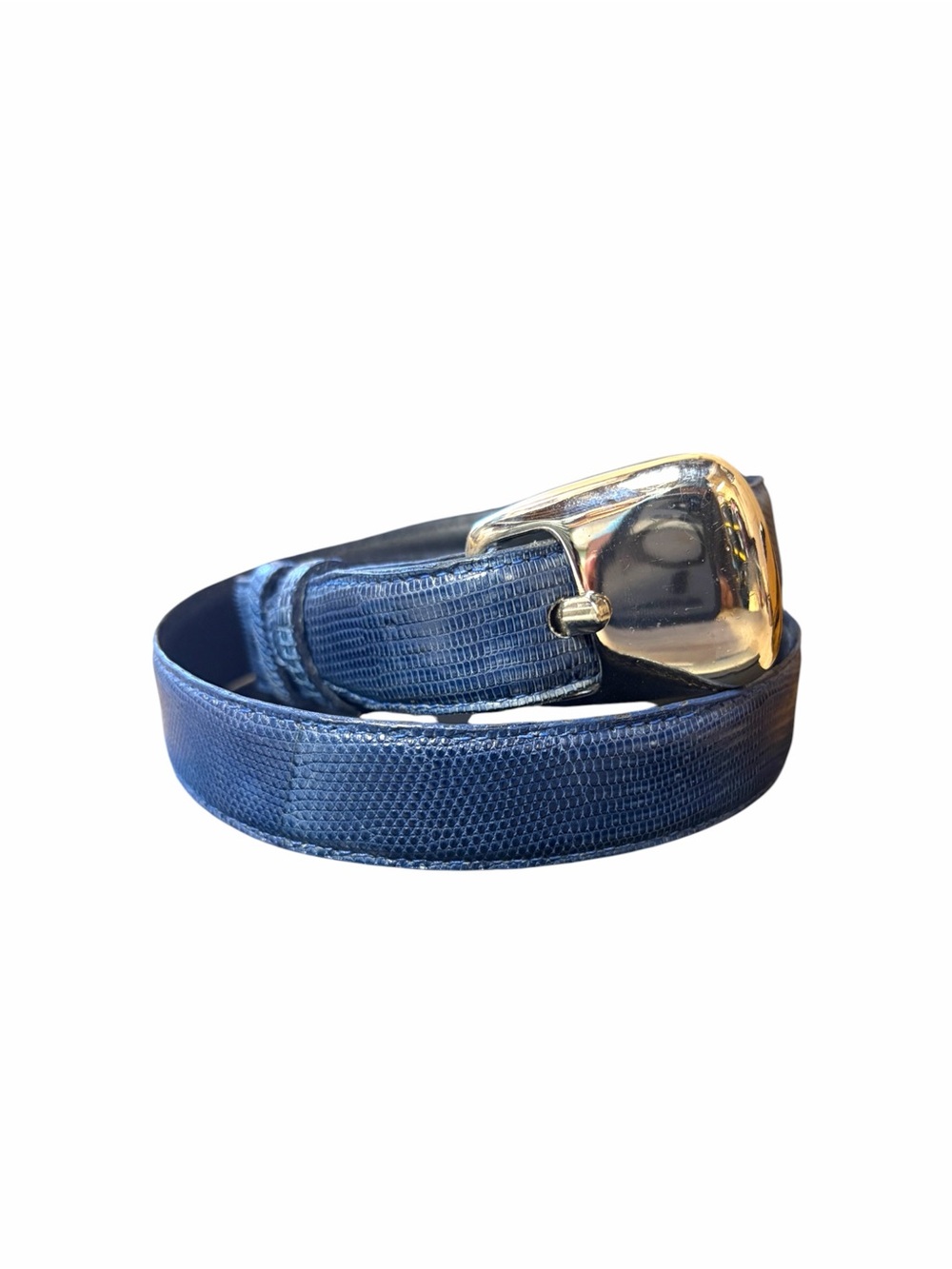 Vintage Ilana Goor Navy Blue Lizard Belt - Size Small